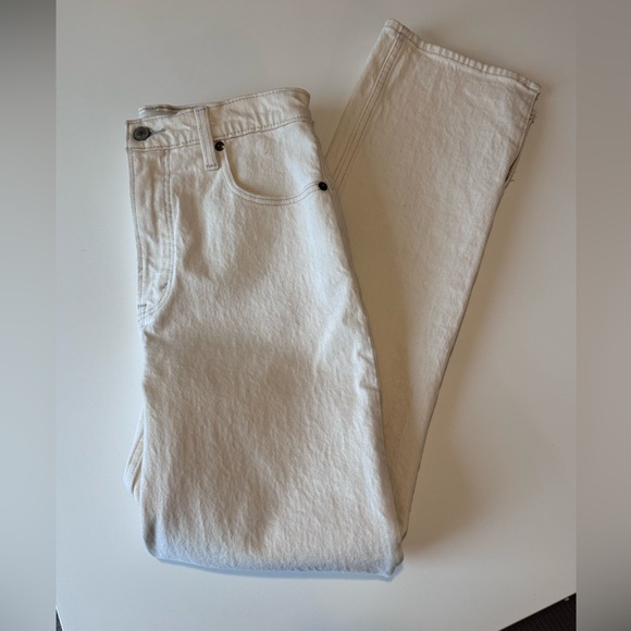 Abercrombie & Fitch white 90’s straight ultra high rise jeans size 4 - Picture 4 of 10